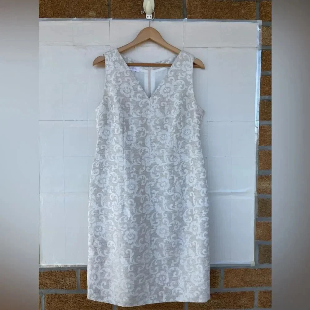 ESCADA KLEID JACQUARD SLEEVELESS SHIFT DRESS 42/14